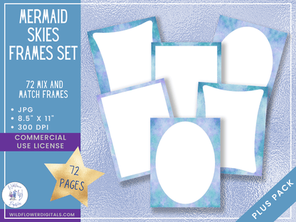 mockup of mermaid skies frames set mix and match stationery designs