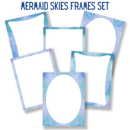 mockup of mermaid skies frames set mix and match stationery designs
