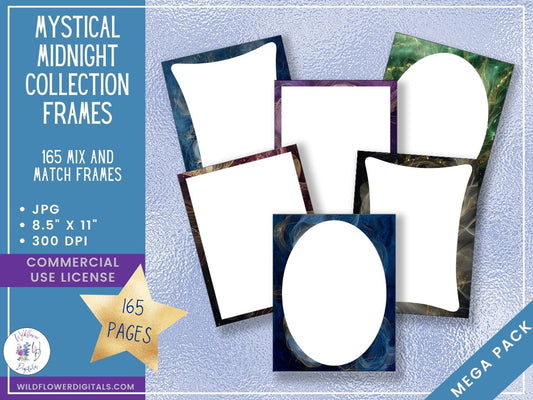 mockup of mystical midnight frames set mix and match stationery designs