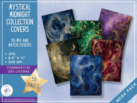 mockup of mystical midnight covers digital papers mix and match