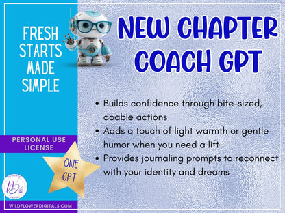 mockup of new chapter coach gpt personal development coaching fresh start beginnings transitions