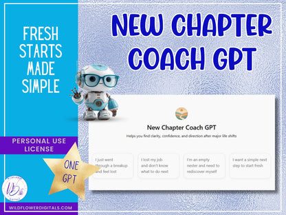 mockup of new chapter coach gpt personal development coaching fresh start beginnings transitions