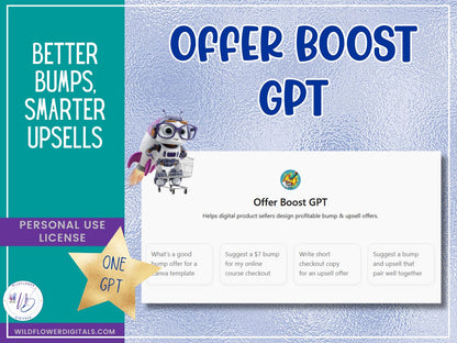 mockup of offer boost gpt business sales bumps upsells conversions