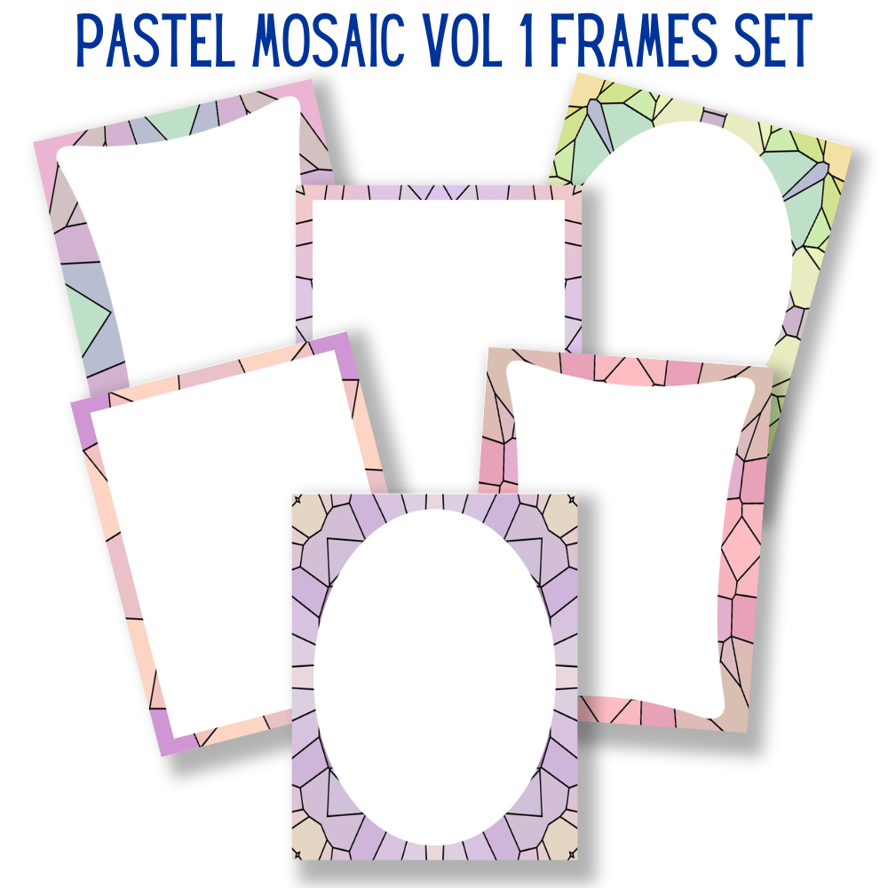 mockup of pastel mosaic frames set mix and match stationery designs
