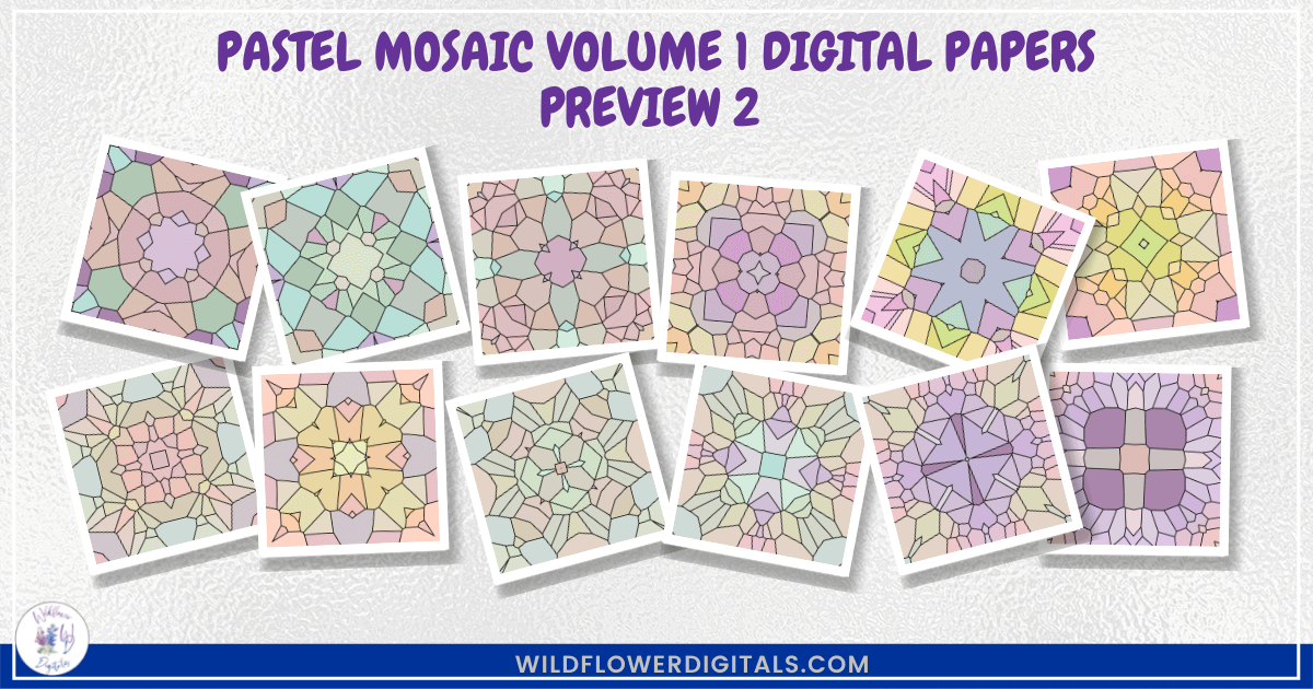 preview mockup of pastel mosaic digital papers mix and match papers