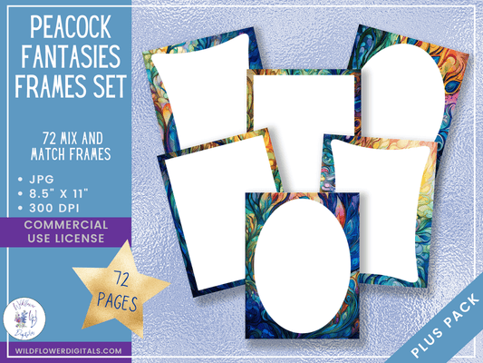 mockup of peacock fantasies frames set mix and match stationery designs