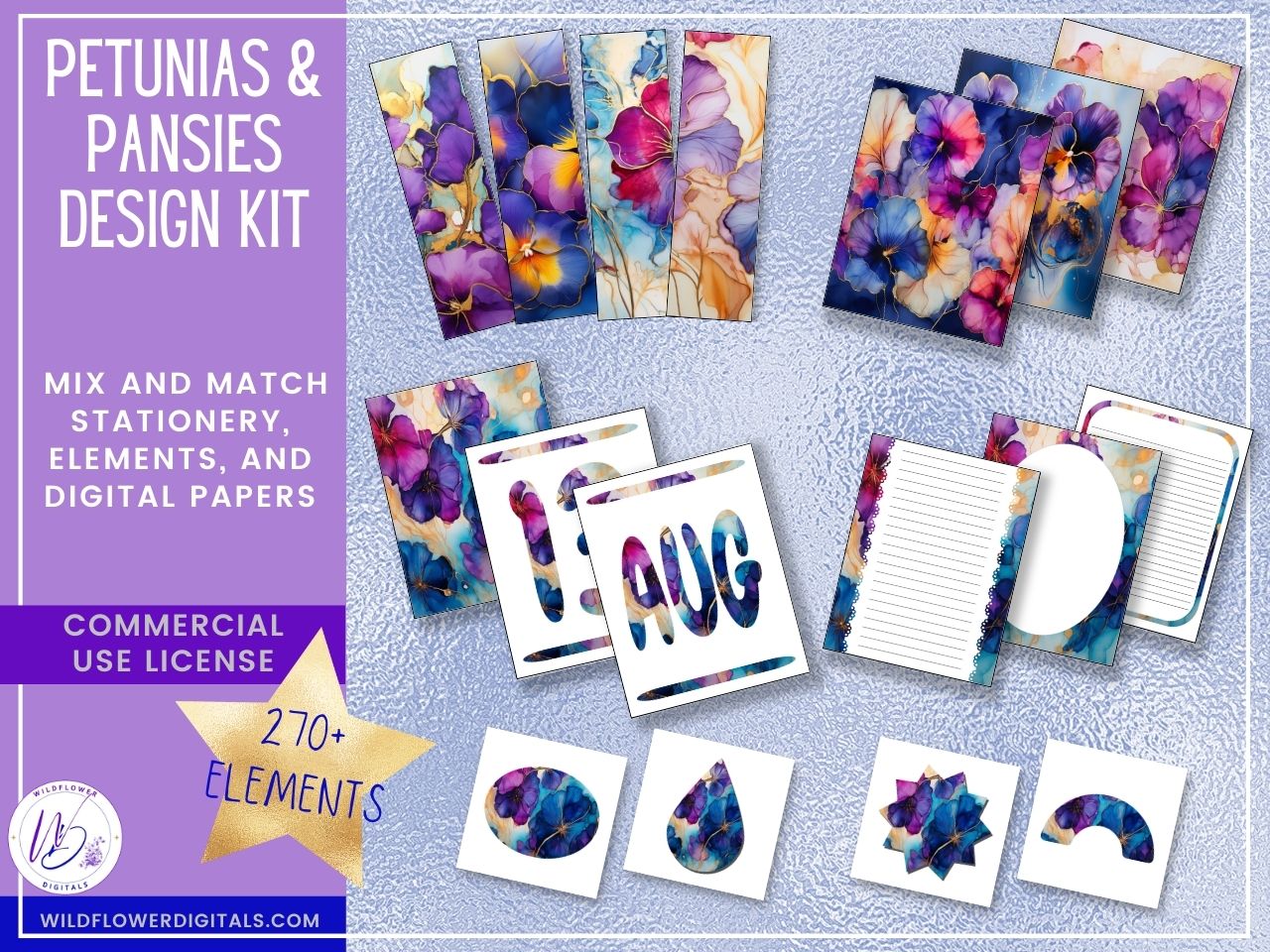 mockup of petunias and pansies design kit mix and match stationery designs