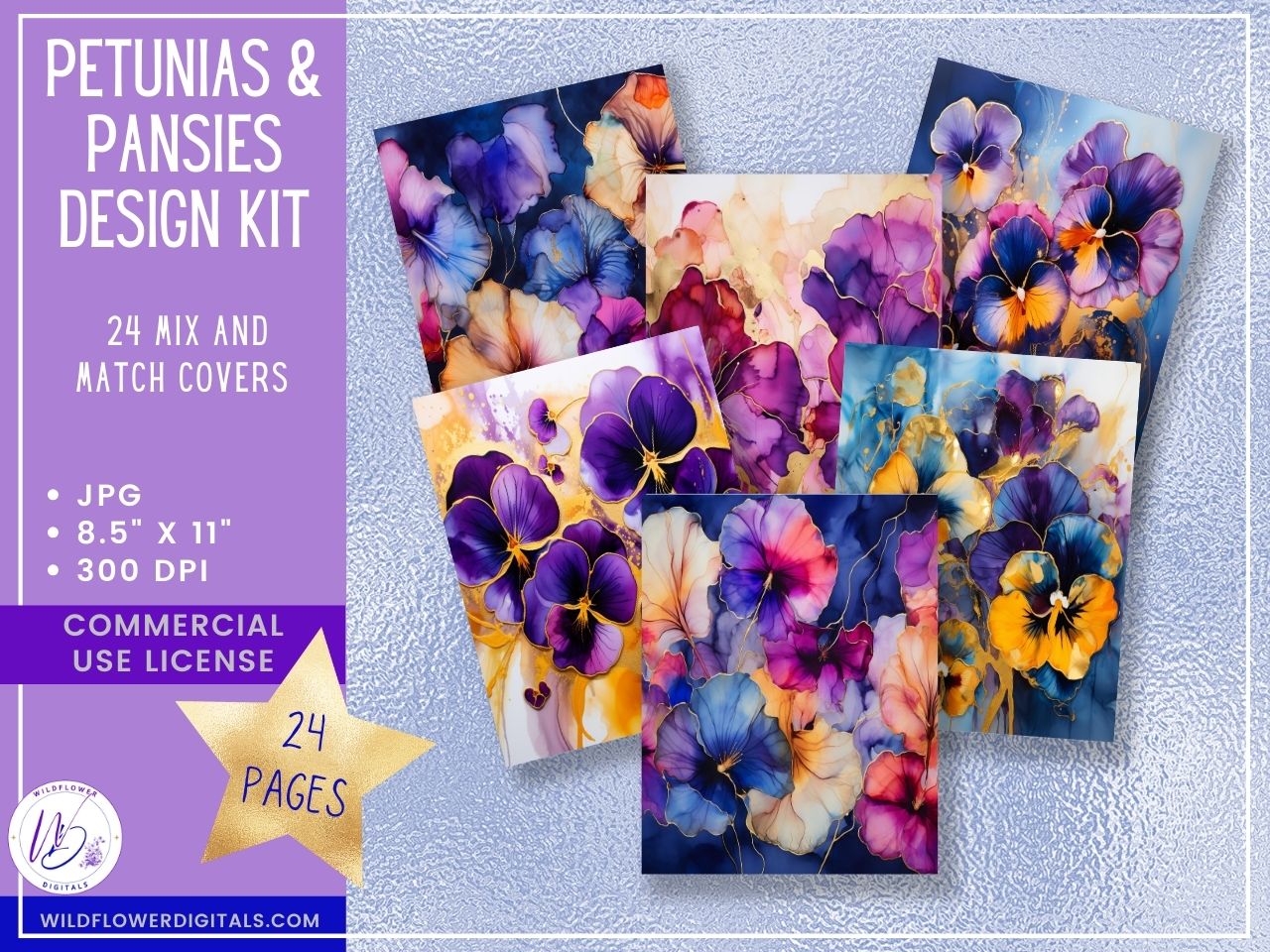 mockup of petunias and pansies design kit mix and match stationery designs