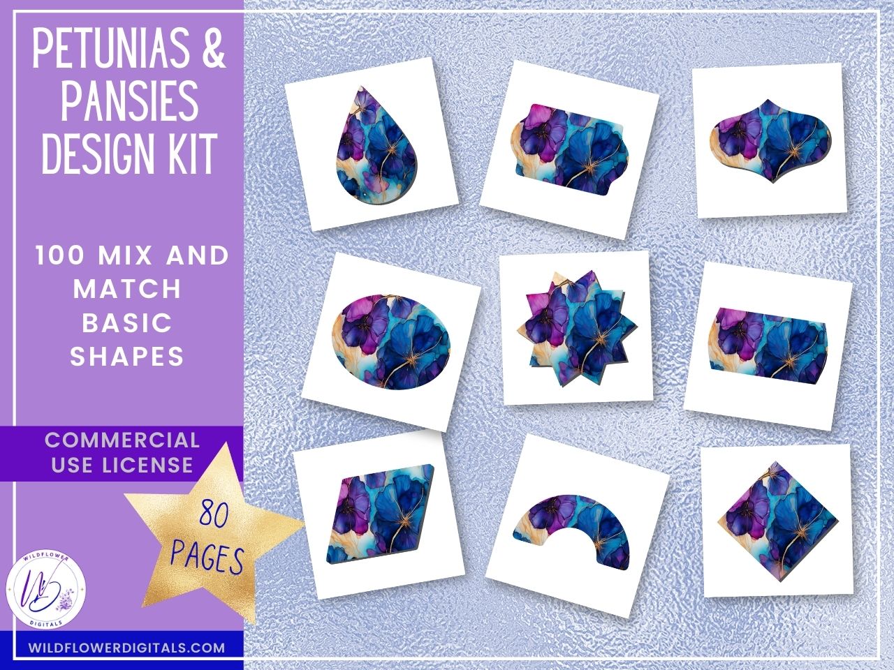 mockup of petunias and pansies design kit mix and match stationery designs
