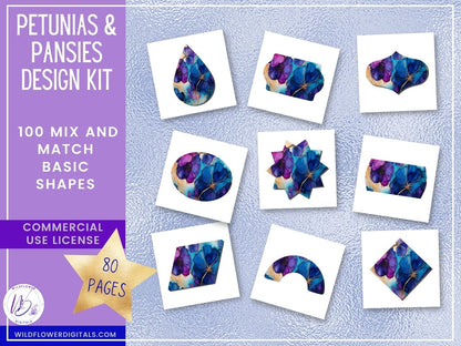 mockup of petunias and pansies design kit mix and match stationery designs