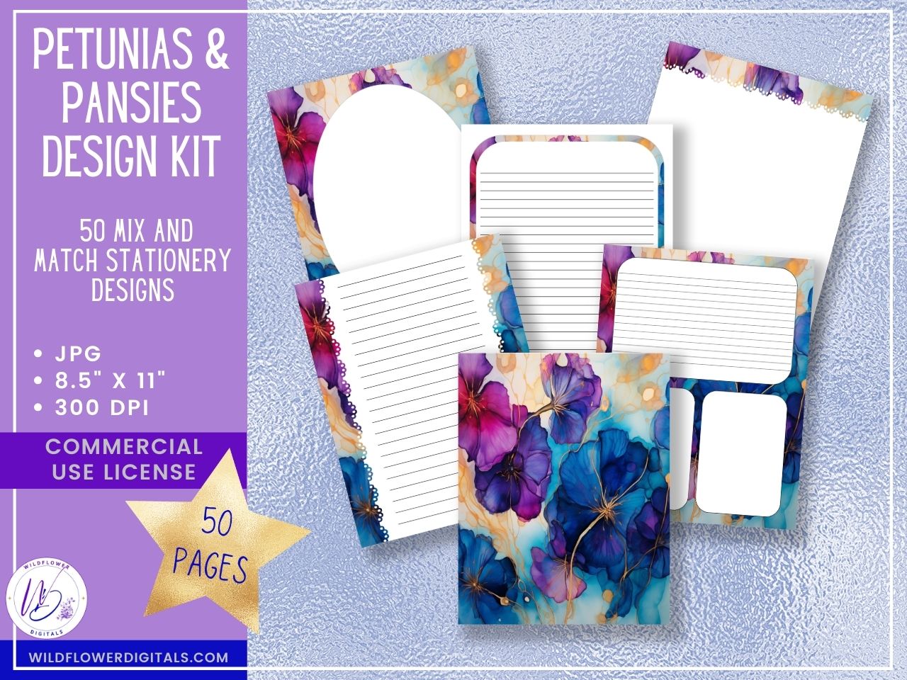 mockup of petunias and pansies design kit mix and match stationery designs