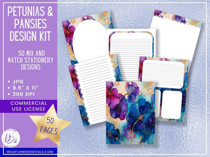 mockup of petunias and pansies design kit mix and match stationery designs