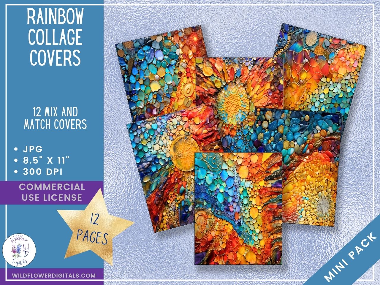 mockup of rainbow collage covers digital papers mix and match