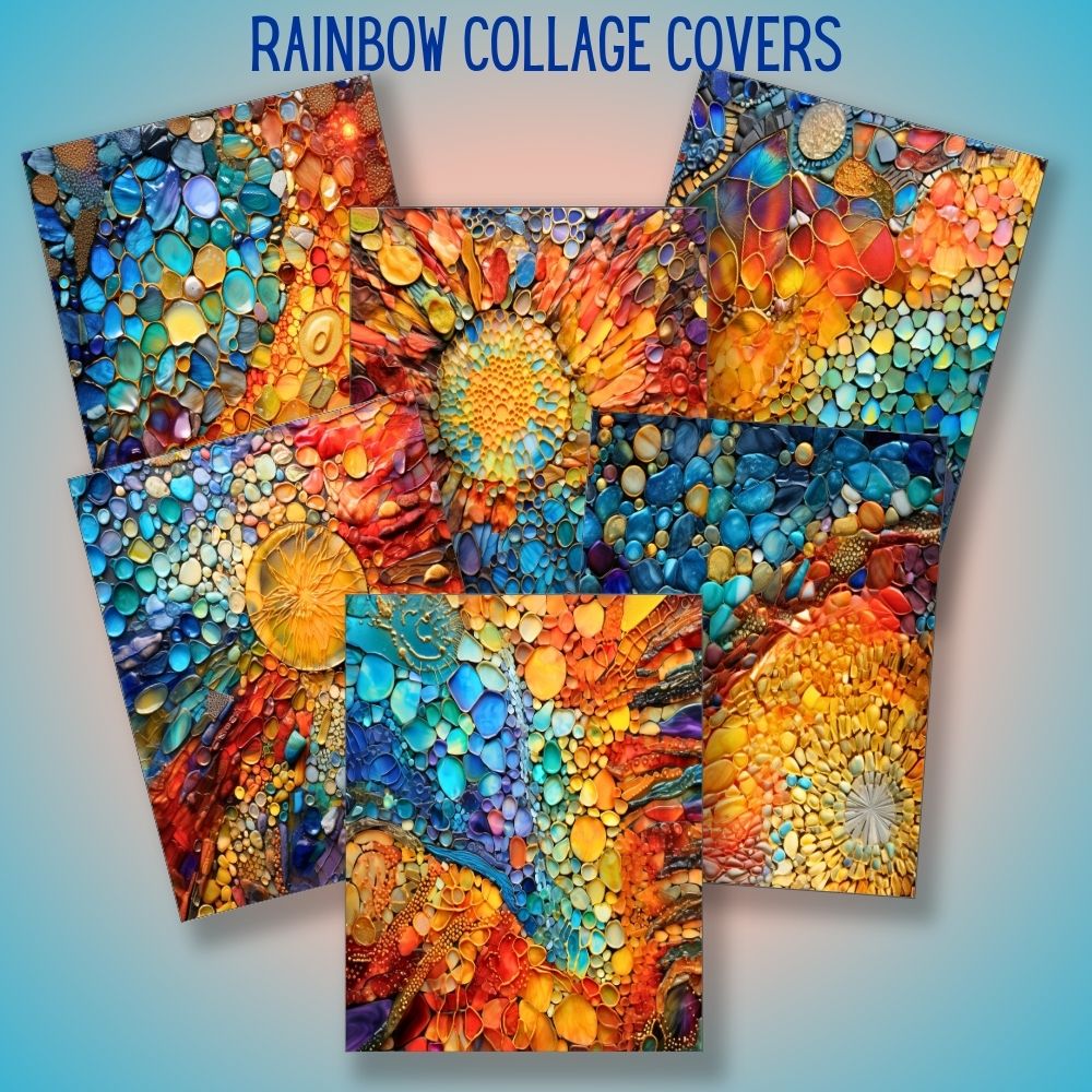 mockup of rainbow collage covers digital papers mix and match