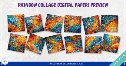 mockup of rainbow collage digital papers mix and match papers