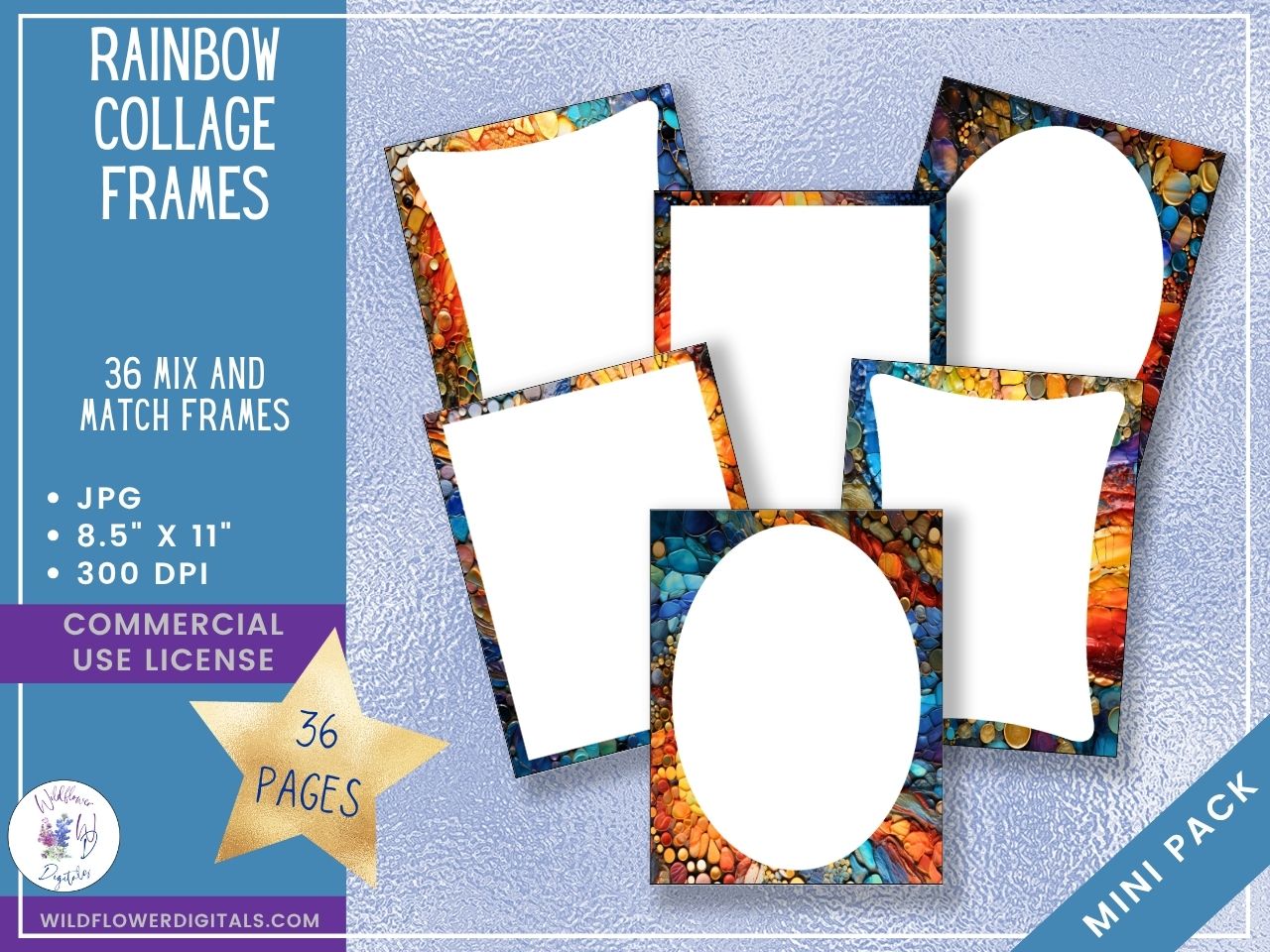 mockup of rainbow collage frames set mix and match stationery designs