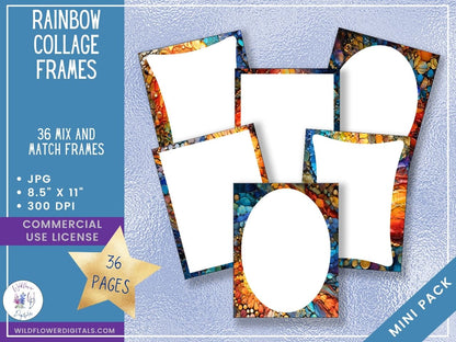 mockup of rainbow collage frames set mix and match stationery designs