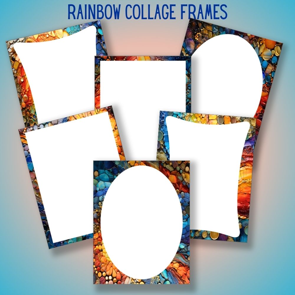 mockup of rainbow collage frames set mix and match stationery designs