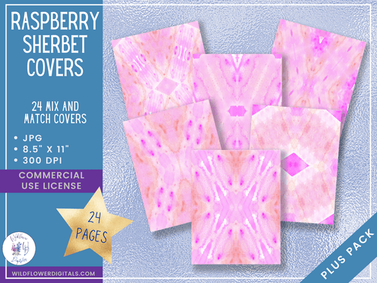 mockup of raspberry sherbet covers digital papers mix and match