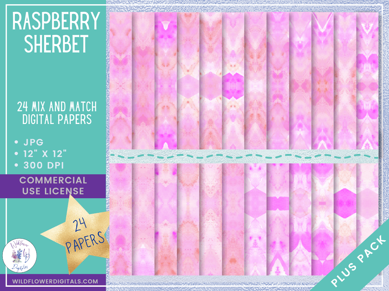 mockup of raspberry sherbet digital papers mix and match papers