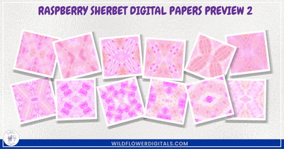 preview mockup of raspberry sherbet digital papers mix and match papers