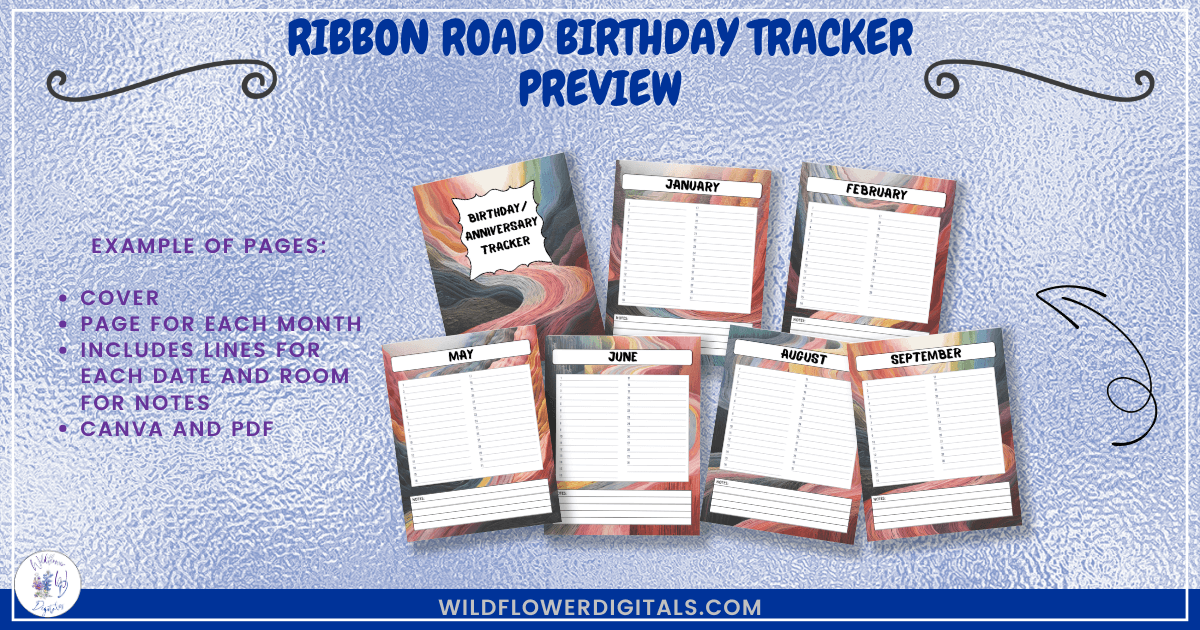 mockup of ribbon road birthday tracker anniversaries