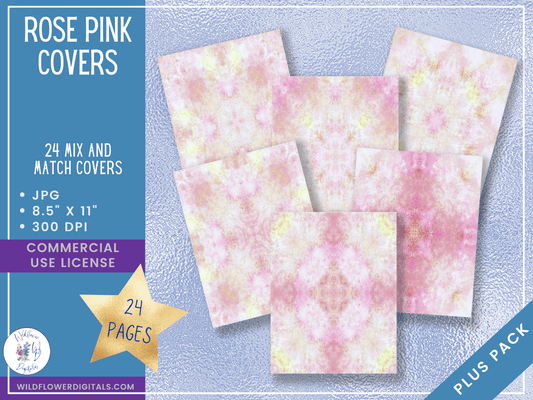 mockup of rose pink covers digital papers mix and match