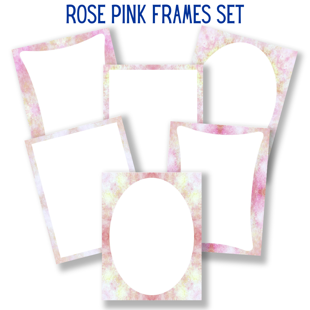 mockup of rose pink frames set mix and match stationery designs