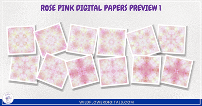 preview mockup of rose pink digital papers mix and match papers