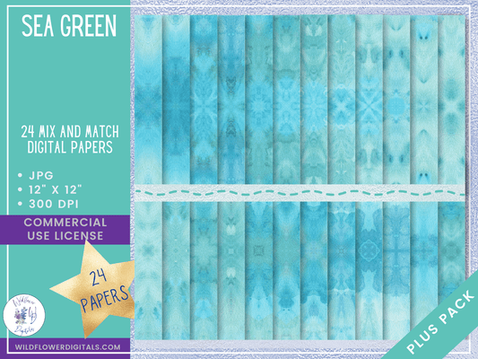 mockup of sea green digital papers mix and match papers