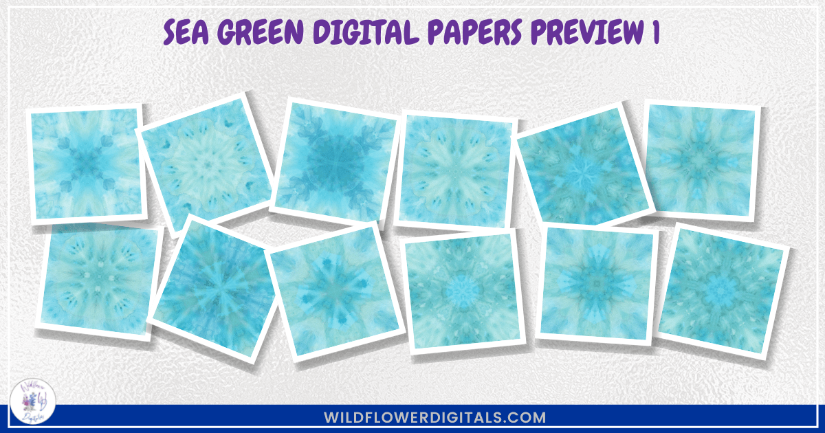 preview mockup of sea green digital papers mix and match papers