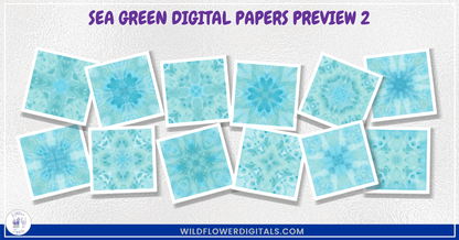preview mockup of sea green digital papers mix and match papers