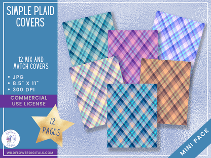 mockup of simple plaid covers mix and match digital papers