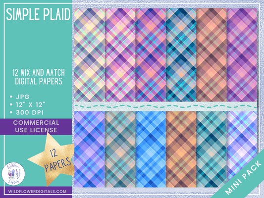 mockup of simple plaid digital papers mix and match papers