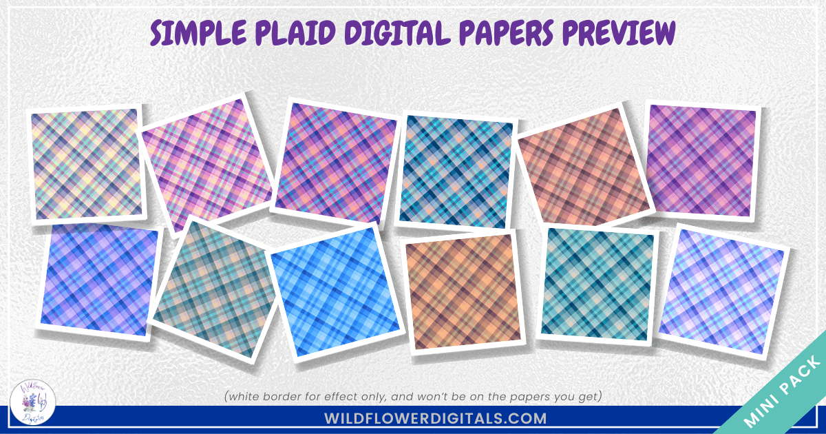 mockup of simple plaid digital papers mix and match papers