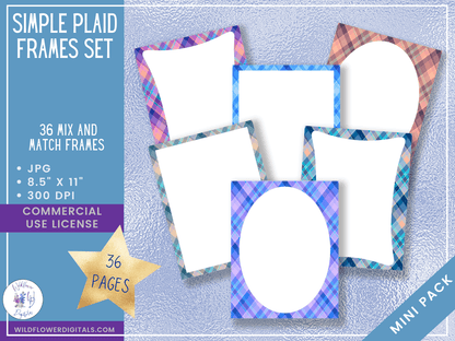 mockup of simple plaid frames mix and match digital papers