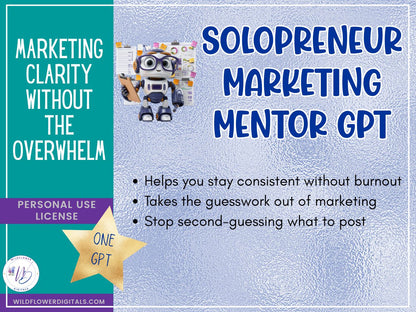 mockup of solopreneur marketing mentor gpt business productivity marketing