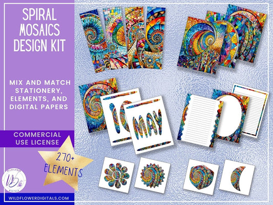 mockup of spiral mosaics tiled stained glass design kit mix and match stationery designs