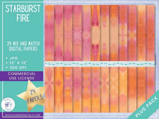 mockup of starburst fire digital papers mix and match papers