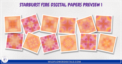 preview mockup of starburst fire digital papers mix and match papers