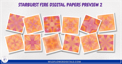 preview mockup of starburst fire digital papers mix and match papers