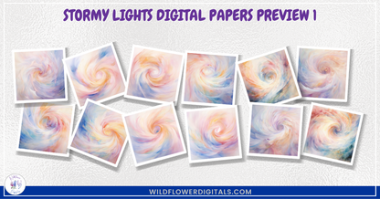 mockup of stormy lights digital papers mix and match papers