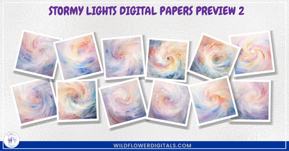 mockup of stormy lights digital papers mix and match papers