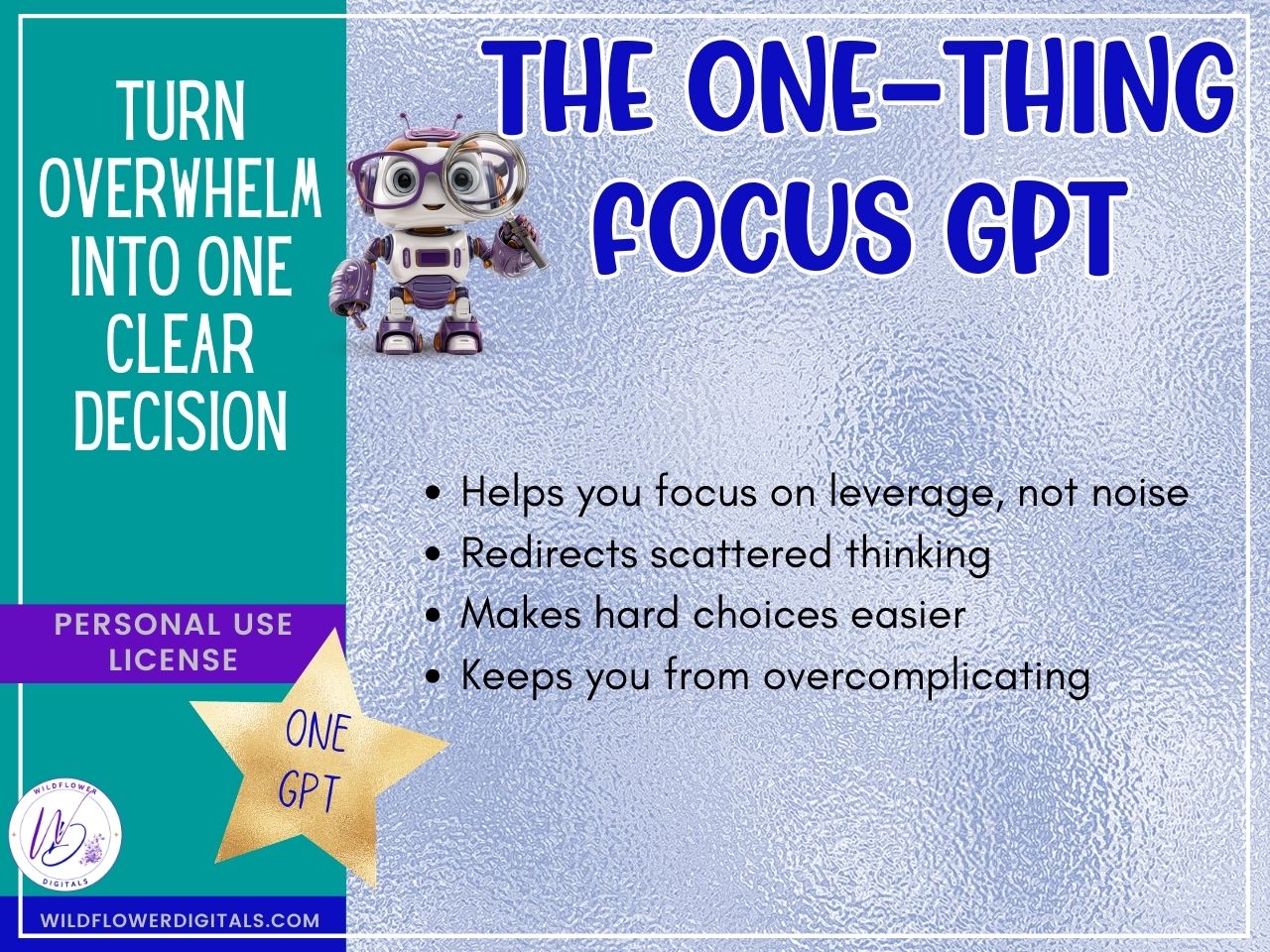 mockup of one thing focus gpt business productivity decision-making