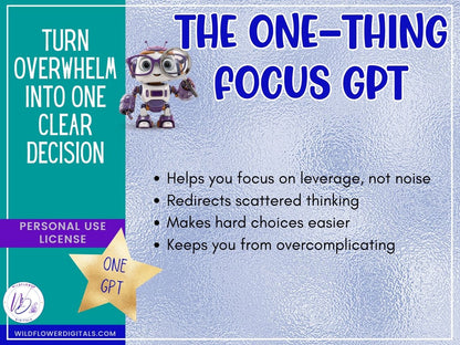 mockup of one thing focus gpt business productivity decision-making