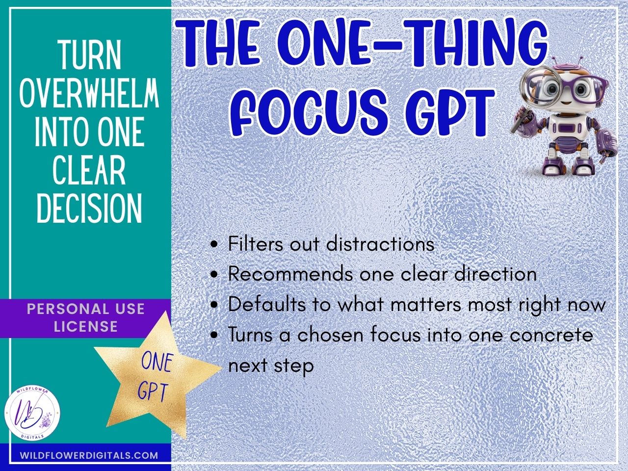 mockup of one thing focus gpt business productivity decision-making