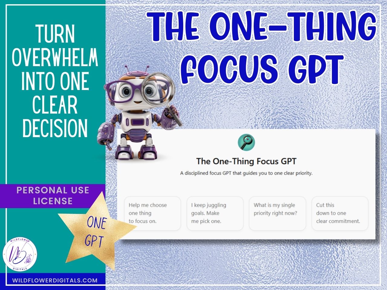 mockup of one thing focus gpt business productivity decision-making