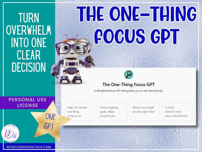 mockup of one thing focus gpt business productivity decision-making