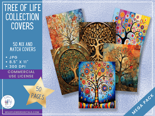 mockup of tree of life collection covers digital papers mix and match