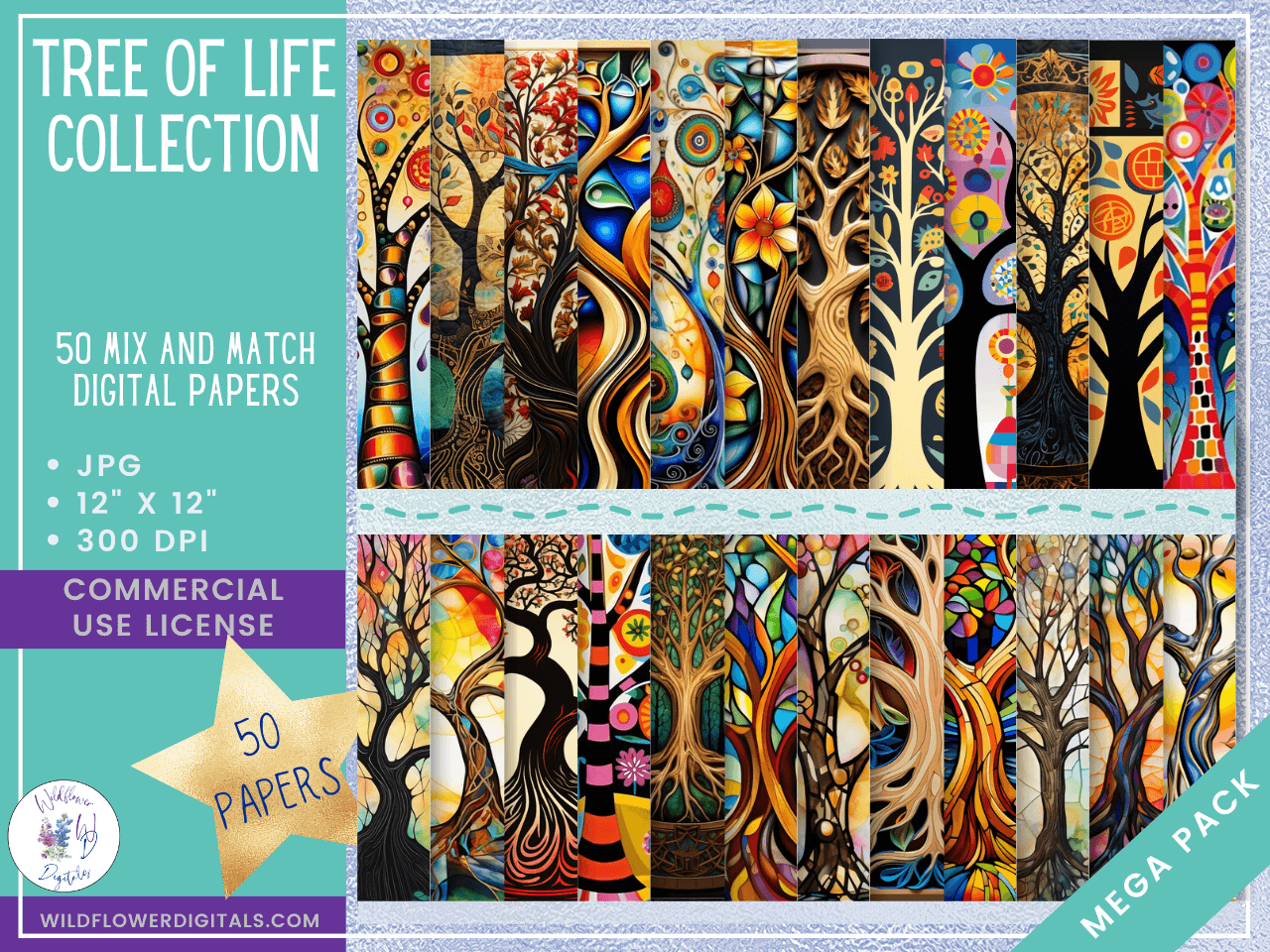 mockup of tree of life collection digital papers covers frames mix and match papers